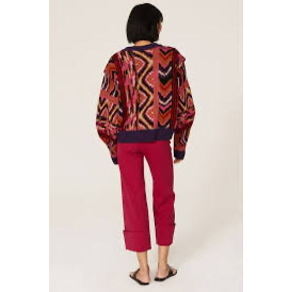 Farm Rio Striped Patchwork Sweater Size Medium - Picture 7 of 14